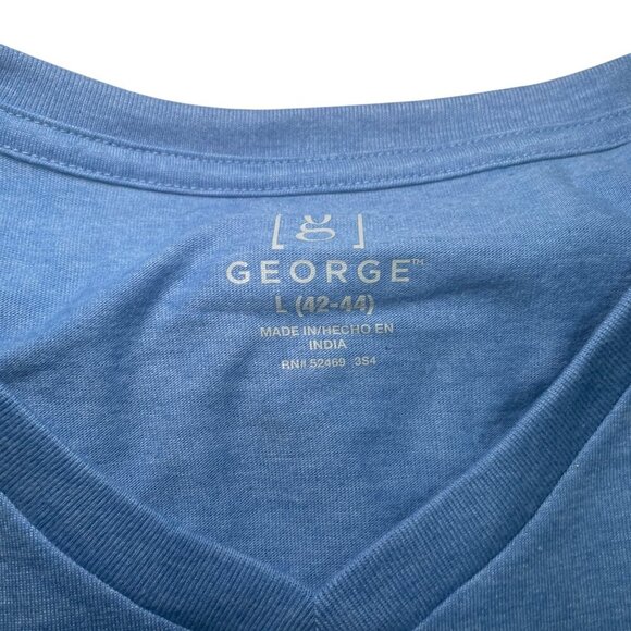 George Men’s V-Neck Moisture Wicking Shirts 2-Pack Size Large Gray & Blue NWT - Picture 2 of 7